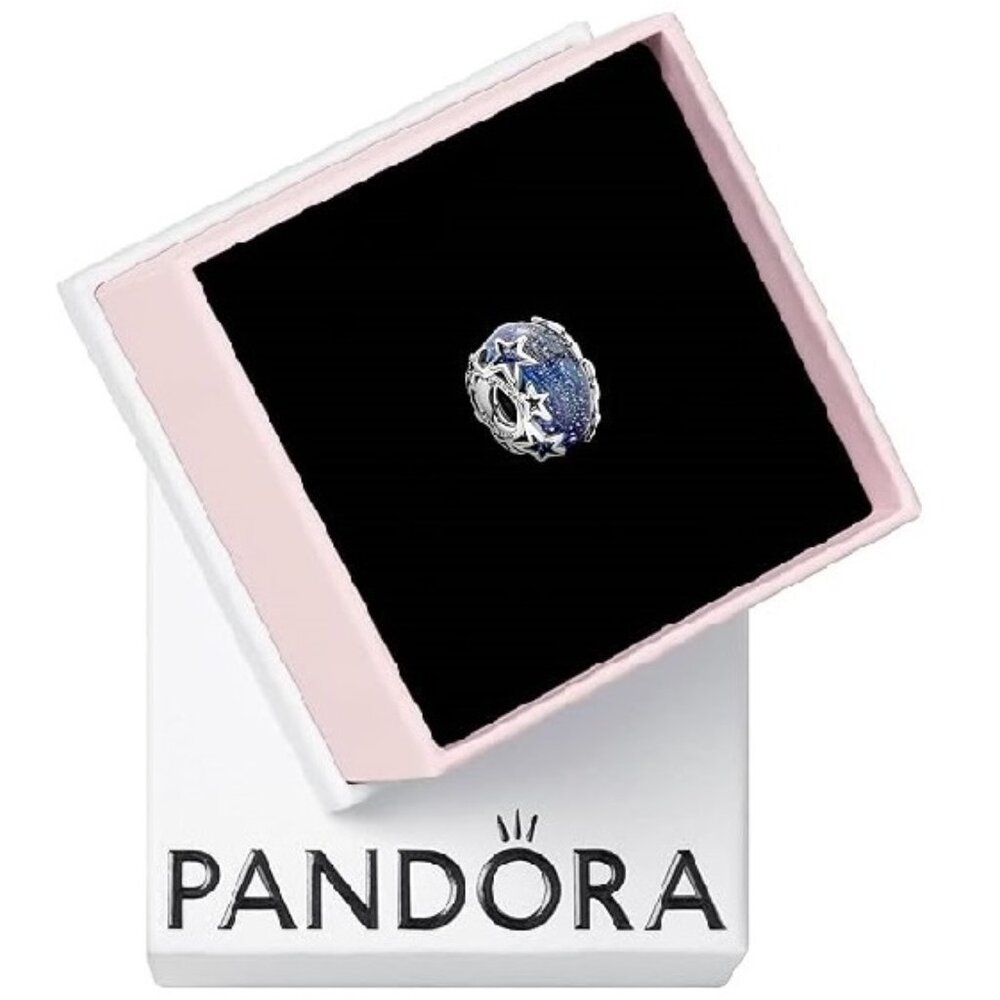 PANDORA Galaxy Blue & Star Murano Charm - Bracelet Charm for PANDORA